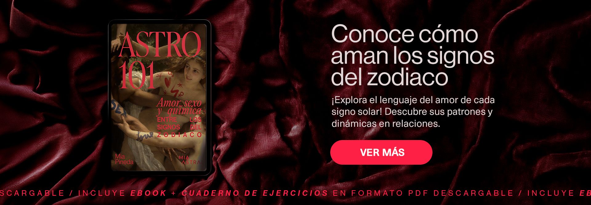 Astro 101: amor, sexo y química entre signos del zodiaco. Conoce cómo aman los signos del zodiaco. ¡Explora el lenguaje del amor de cada signo solar! Descubre sus patrones y dinámicas en relaciones. Incluye ebook + cuaderno de ejercicios en formato PDF descargable